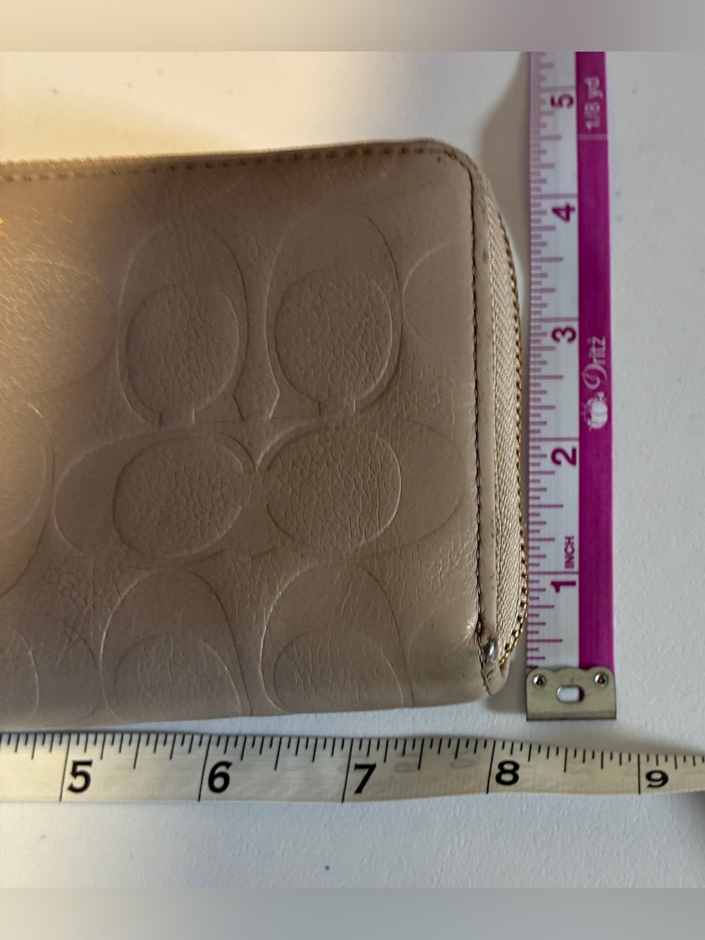 Coach Taupe Debossed Signature Zip Around Wallet - Picture 4 of 8